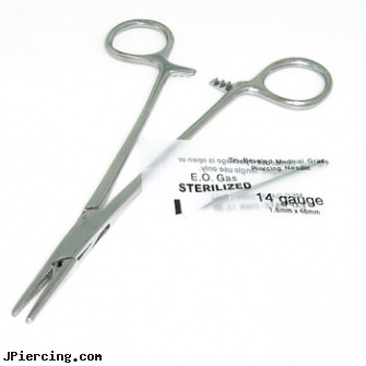 Piercing kit. A holder with one sterile needle, permanent penis piercing, pictures of vertical clit hood piercing, jewelry for nipple piercing, belly button ring holders, wholesale sterile piercing needles