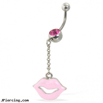 Pink Lips Belly Button Ring, pink nose piercing, pink heart belly ring, pink panther belly rings, nipple jewelry and clips, female genital peircing clips