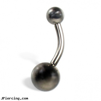 Plain navel ring with hematite balls, 14 ga, complaints about piercing pagoda, solid gold navel jewelry, navel piercing fat, jewish navel jewelry, nipple ring denmark
