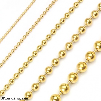PVD Gold Over 316L Stainless Steel Ball Chain Necklaces, gold belly button ring, gold belly rings, 14k gold navel rings, regulations governing ear piercing in illinois, four leaf clover body jewelry