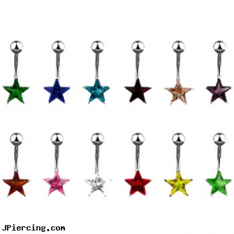 Small jeweled star belly ring, smallest nose ring for sale, small labret, small balled labret, gold jeweled labret ring, 18g jeweled labrets