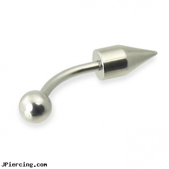 Spike and ball curved barbell, 14 ga, spike eyebrow rings, labret spikes, eyebrow spike, basketball belly button ring, cock ball ring