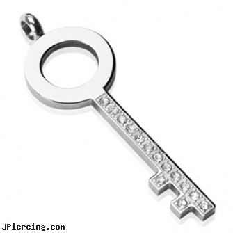 Stainless Steel Bling Key Pendant, buy stainless steel lip ring, 8-ga cbr or bcr stainless piercing 1-, stainless steel chain az, navel steel belly button, body piercing jewelry surgical steel