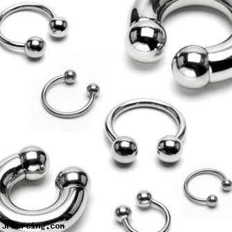 Stainless steel circular (horseshoe) barbell, 4 ga, stainless steel rings, buy stainless steel lip ring, surgical stainless steel navel jewelry, surgical steel nose stud, 16 ga circular barbell body jewelery