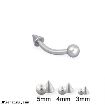 Steel ball and cone eyebrow ring, 16 ga, surgical steel nose stud, stainless steel chain az, titanium or stainless steel belly button rings, mm eyebrow balls, navel rings football