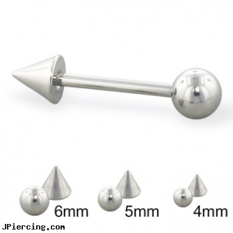 Steel ball and cone straight barbell, 14 ga, steel body jewelry, stainless steel chain az, buy steel lip ring, cock ring placement balls penis, cock ring effective placement balls