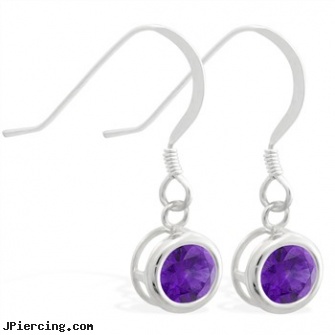 Sterling Silver Earrings with 5mm Bezel Set round 5mm Amethyst, cheerleader belly rings titanium or sterling silver, sterling silver jewellry, sterling silver starter studs, silver cock rings, indian nose rings and earrings