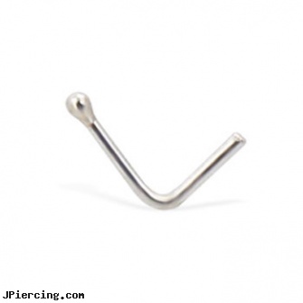 Sterling Silver L-Shaped Nose Pin With 1 Mm Ball, sterling silver starter studs, sterling navel ring, sterling silver navel ring, silver nipple rings, horseshoe shaped items