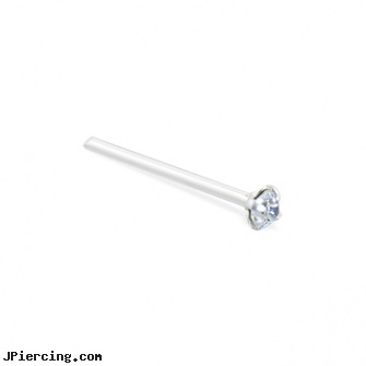 Sterling Silver nose pin with 1mm clear gem and long tail for custom bend, 20 ga, sterling silver nipple rings, sterling silver navel jewelry, cheerleader belly rings titanium or sterling silver, long nose piercing pin, about nose piercing