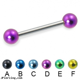 Straight barbell with colored balls, 14 ga, straight nose stud, straight barbell clear retainer, straight pin nose rings, tongue barbell, gold navel barbells 8mm