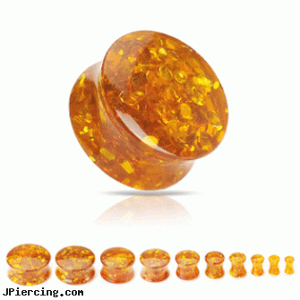 Synthetic amber saddle plug, body jewelry amber, non piercing saddle valve, belly rings plugs and tunnels, ear piercings plugs, jewelry size 10 plug