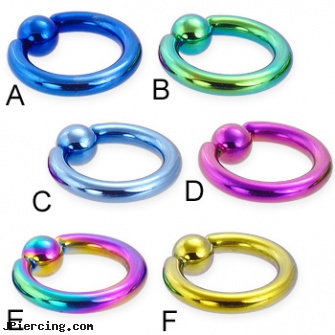 Titanium anodized captive bead ring, 8 ga, piercing supplies titanium, titanium nipple rings, titanium tongue rings candy striped, anodized body navel ring, captive beads
