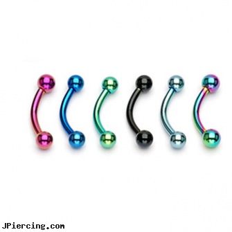 Titanium anodized eyebrow ring, 14 ga, cheerleader belly rings titanium or sterling silver, titanium barbell, titanium and body and jewelry, anodized body navel ring, custom made eyebrow rings