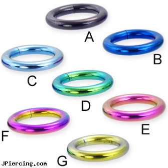 Titanium anodized segment ring, 8 ga, 18 gauge labret titanium, 18 guage titanium labret, nipple rings titanium, anodized body navel ring, captive segment cock rings