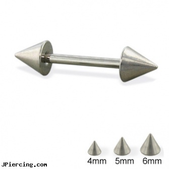 Titanium cone straight barbell, 14 ga, titanium navel rings, titanium tongue rings, navel piercing barbell titanium, helix cone, silicone cock rings
