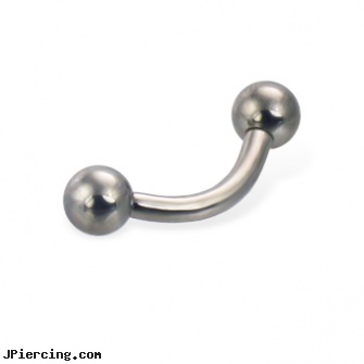 Titanium curved barbell, 12 ga, 29mm titanium barbell, titanium and body and jewelry, titanium horseshoe, piercings 6mm curved barbell, curved spike labret jewlery