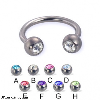 Titanium jeweled circular barbell, 14 ga, titanium or stainless steel belly button rings, titanium body jewelry, titanium and body and jewelry, 18g jeweled labrets, jeweled labrets