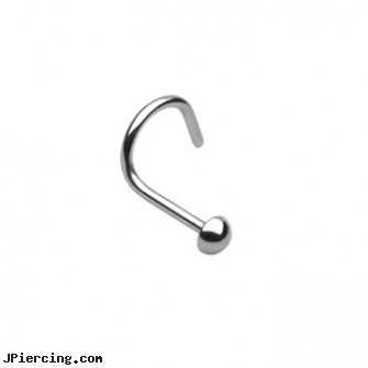 Titanium Nose Screw With 2Mm Half Ball, 18 Ga, titanium ear jewelry, titanium belly jewelry, titanium ear studs, nose and ear chain rings, nose piercing