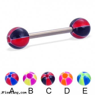 Titanium straight barbell with balloon balls, 14 ga, 18 gauge labret titanium, titanium and body and jewelry, titanium tongue rings, straight onyx plugs, straight pin nose rings