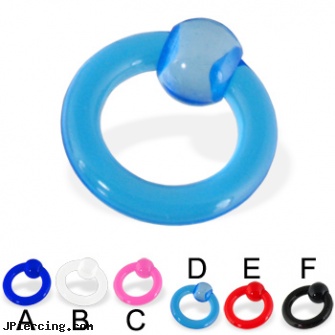 Transparent acrylic captive bead ring, 6 ga, gauge acrylic body jewelry, acrylic rainbow belly ring, body jewelry plugs acrylic, navel piercings done at captive bead in rahway nj, captive beads