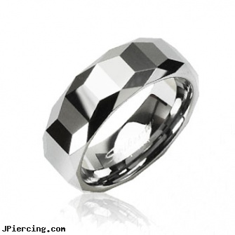 Tungsten Carbide Ring with Trapezoid Prism with Cutting Edges Design, large cock ring, disney tongue rings, eyebrow ring ripped out, prism navel ring, custom designed body jewelry