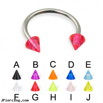 UV cone circular barbell, 16 ga, nipple piercing silicone, helix cone, cone helix, circular barbell, circular barbell body jewelery