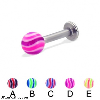 Wave ball labret, 12 ga, captive ball, belly button ring balls, baseball and belly button rings, labret jewelery, labret studs