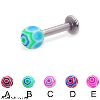 Web ball labret, 12 ga, beach ball barbell and eyebrow piercing, balls piercing, adult cock and ball rings, vertical labrets, titanium labret
