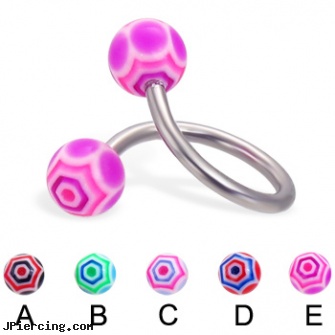 Web ball twisted barbell, 14 ga, belly ring balls, cbt play piercing balls gallery, cock rings ball splitters, twisted barbell, 16 ga circular barbell body jewelery