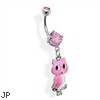 Pink Owl Belly Ring