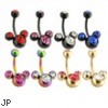 Plated Navel Rings with Triple Gem