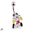 Puppy dog with bone belly ring