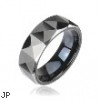 PVD Black Tungsten Carbide Ring with Triangular Prism Cut Design