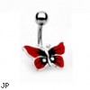 Red butterfly belly ring