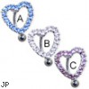 Reversed jeweled heart belly ring