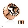 Rose Gold Toned Surgical Steel Double Flared Tunnels With Anchor