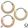 Round Paved Gems Gold Tone Surgical Steel Septum Clicker