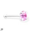 Silver Nose Bone with Pink CZ