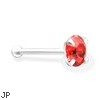 Silver Nose Bone with Red CZ