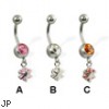 Small dangling flower belly button ring