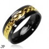 Solid Titanium with a Gold Accented Band on Black Ring