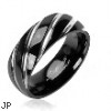 Solid Titanium with Black Twister Design Ring