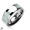 Solid Titanium with Mother of Pearl Inlayed Carbide Band Ring
