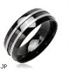 Solid Titanium with Two Stripes on a Onyx Colored Ring