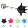 Spiky sphere tongue barbell, 12, 14, or 16 ga