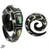 Spiral organic buffalo horn taper with abalone inlay