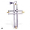 Stainless steel cross pendant with gold colored accents