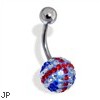 Steel Navel Ring with Paved United Kingdom Flag