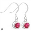 Sterling Silver Earrings with 5mm Bezel Set round 5mm Ruby