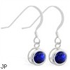 Sterling Silver Earrings with 5mm Bezel Set round 5mm Sapphire